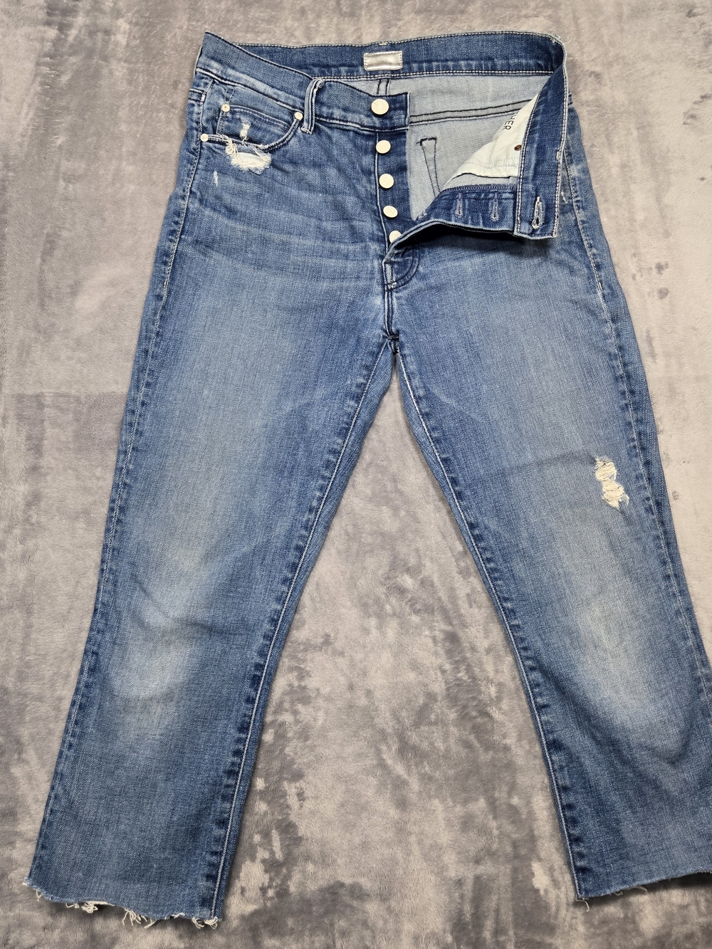 Mother The Stunner Ankle Fray Jeans Women's Distressed Raw Hem Size 27